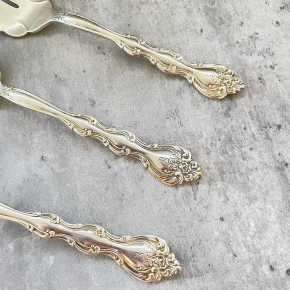 Vtg International Silverplate Flatware Serving Fork Berry Spoons Interlude c1971 - Picture 4 of 6
